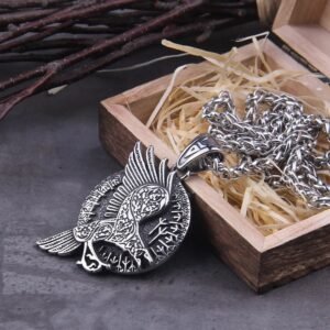 Collier Corbeau Hugin Acier Inoxydable — Viking Valhalla