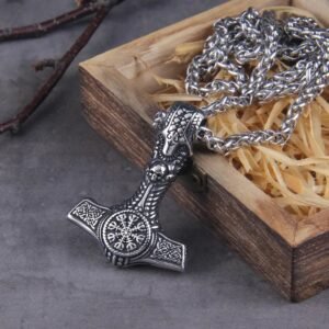 Collier Nordique Mjolnir Acier — Viking Valhalla