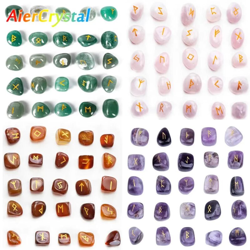 Ensemble 25 Runes en Cristal Agate pour Guerison Reiki Viking Heritage 45216462