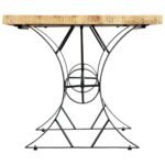 Grande table en bois massif 180 cm – Manguier, piètement roue en acier