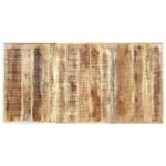 Grande table en bois massif 180 cm – Manguier, piètement roue en acier