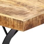 Grande table en bois massif 180 cm – Manguier, piètement roue en acier