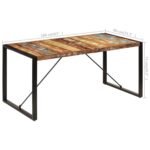 Table à manger 160 cm – Bois de récupération multicolore, pieds acier
