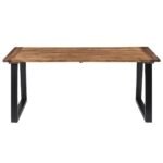 Table à manger bois massif 180 cm – Acacia huilé, pieds acier, 8 convives