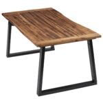 Table à manger bois massif 180 cm – Acacia huilé, pieds acier, 8 convives