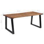 Table à manger bois massif 180 cm – Acacia huilé, pieds acier, 8 convives